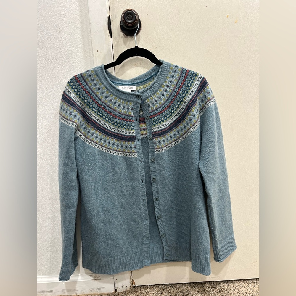 Tabitha Webb wool blend button down cardigan, size Large